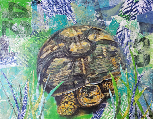 Title: Speedy | 14x11" |  Acrylic and Paper on Canvas 1.5" Depth