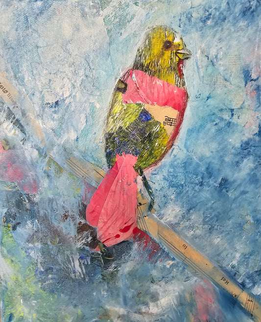 Title: Spring Visitor | 8x10" | Mixed Media Painting | Canvas 1.5" Depth