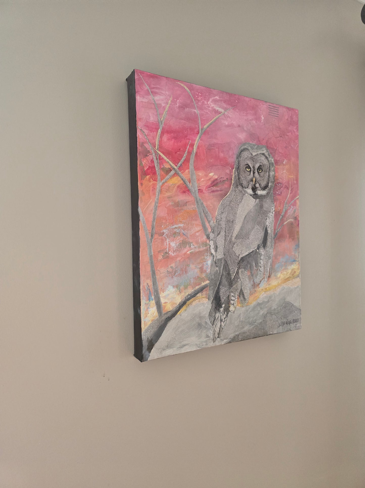 Title: Give a Hoot | 16x20" | Mixed Media Painting | Canvas 1.5" Depth