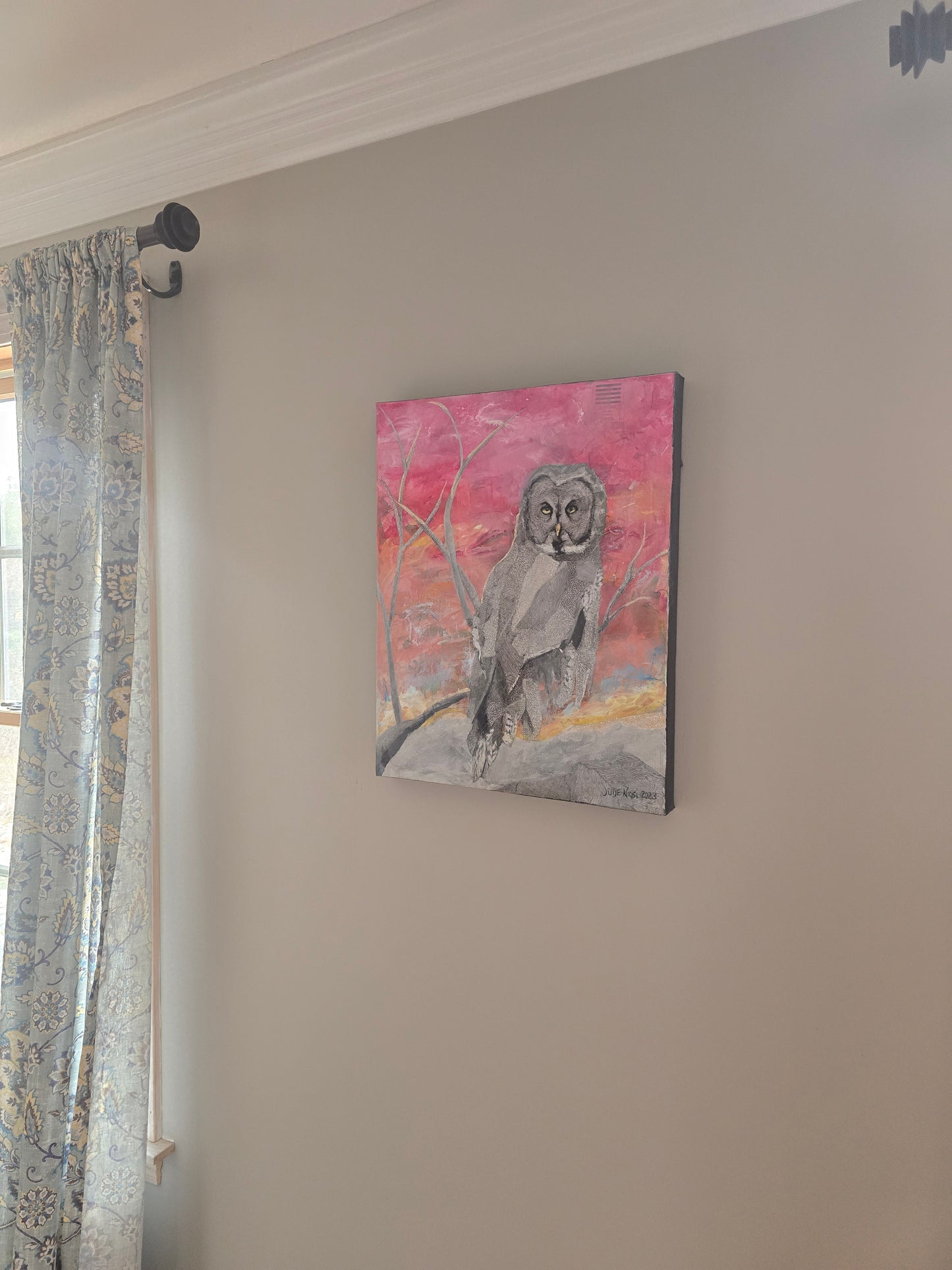 Title: Give a Hoot | 16x20" | Mixed Media Painting | Canvas 1.5" Depth