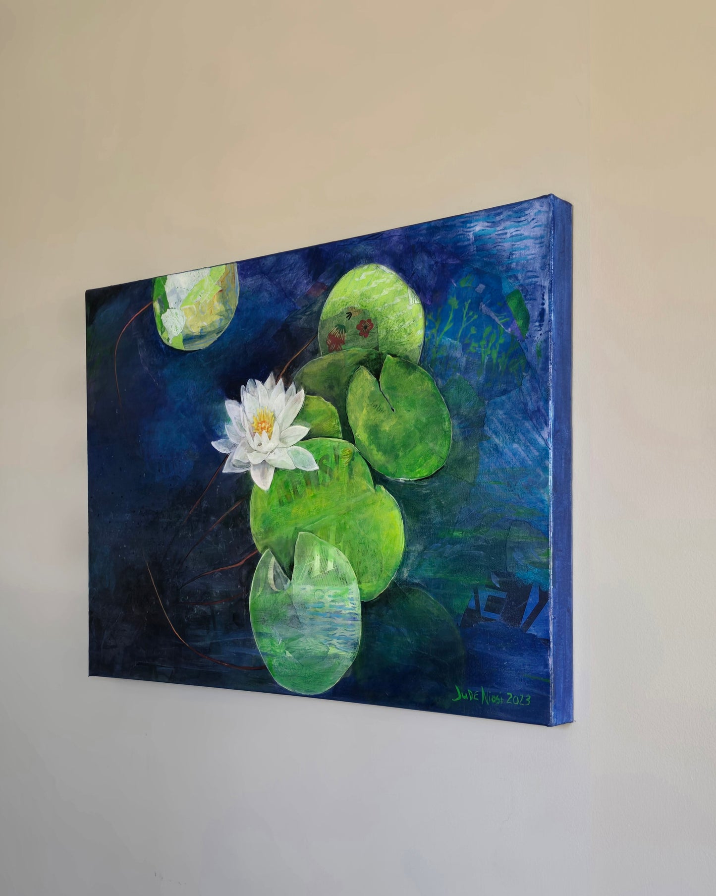 Title: Enlightened Waterlily | 24x18" | Mixed Media on Canvas 1.5" Depth