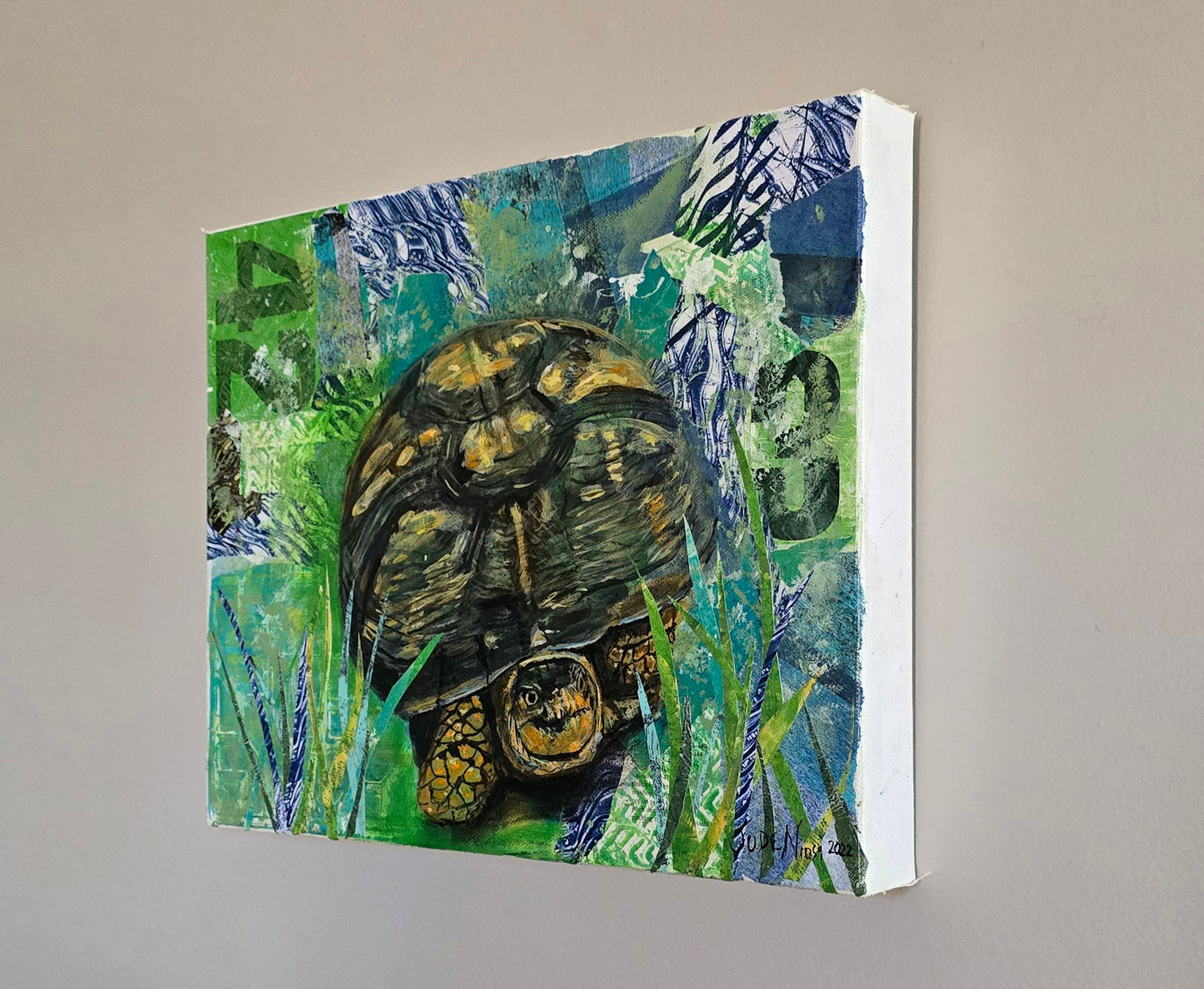 Title: Speedy | 14x11" |  Acrylic and Paper on Canvas 1.5" Depth