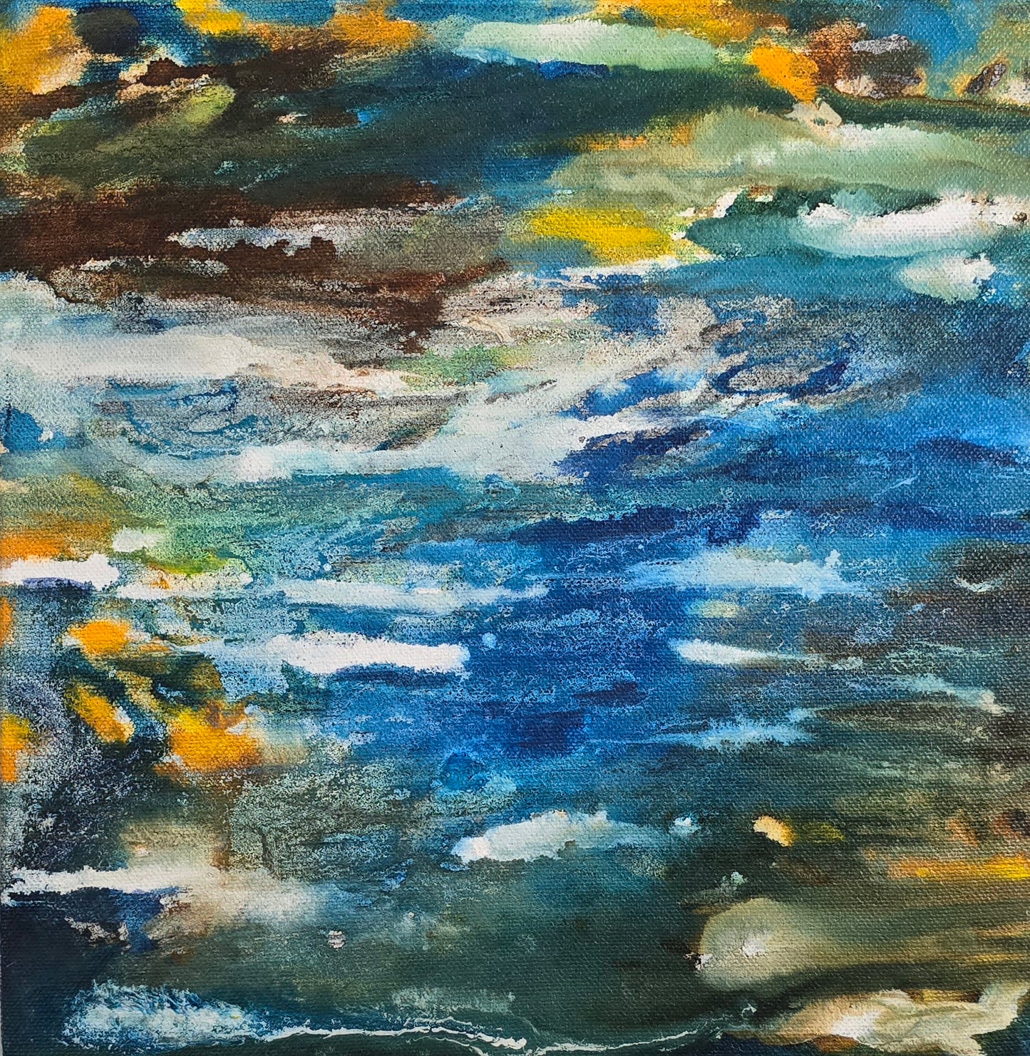 Tranquil Ripples I | 10x10" | Mixed Media on Canvas 1.5" Depth