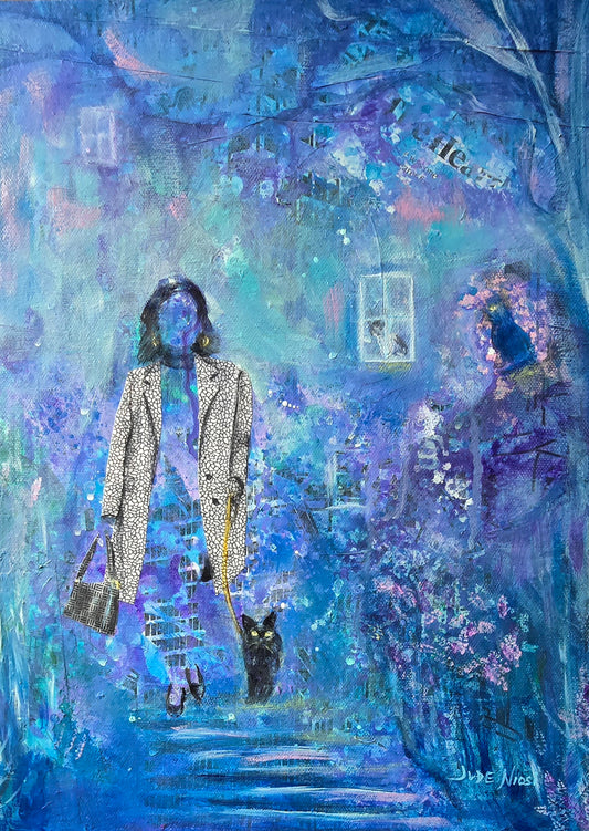 Cat Lady | 12x16" | Mixed Media on Canvas 1.5" in Depth