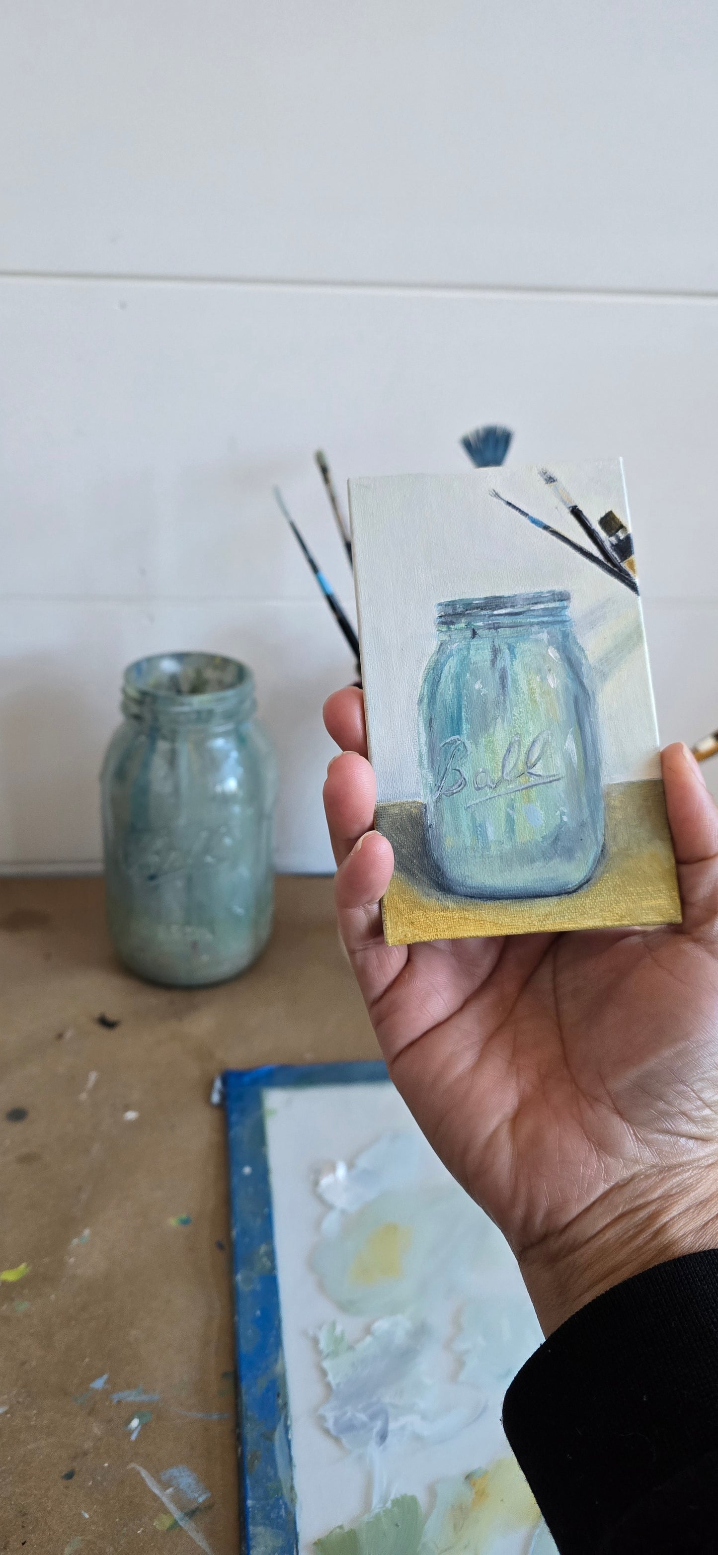 Title: A Painters Jar | 3x5" Linen Panel | Oil Painting