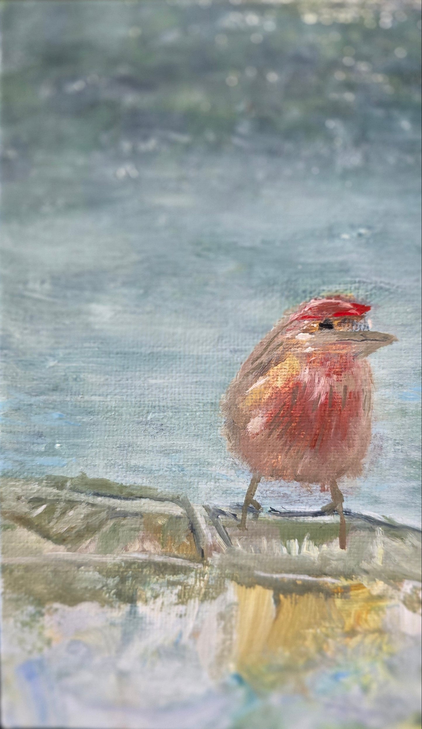 Title: Red Joy | 3x5" Linen Panel | Oil Painting