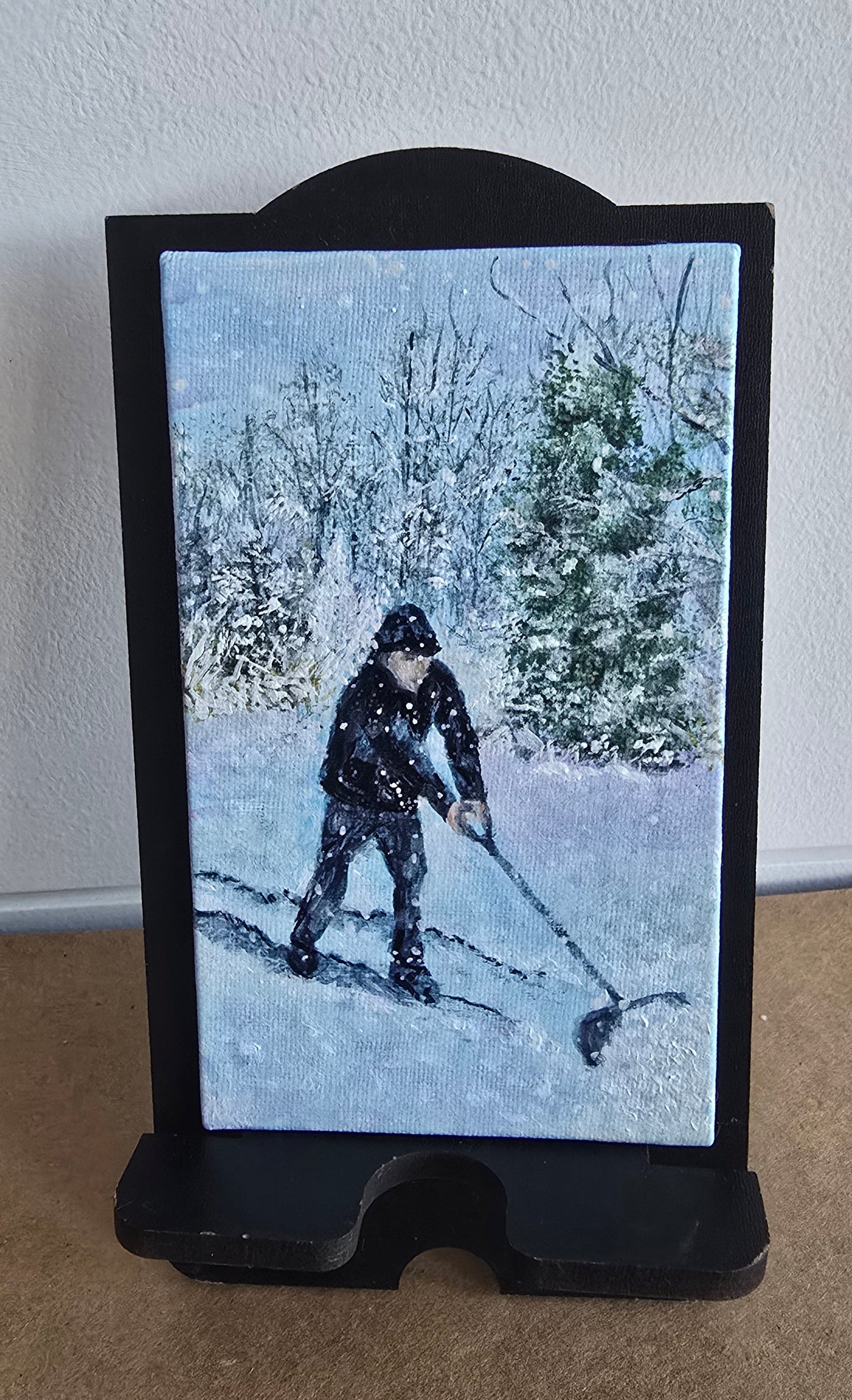 Title: Human Scale of Winter | 3x5" Linen Panel | Oil Painting
