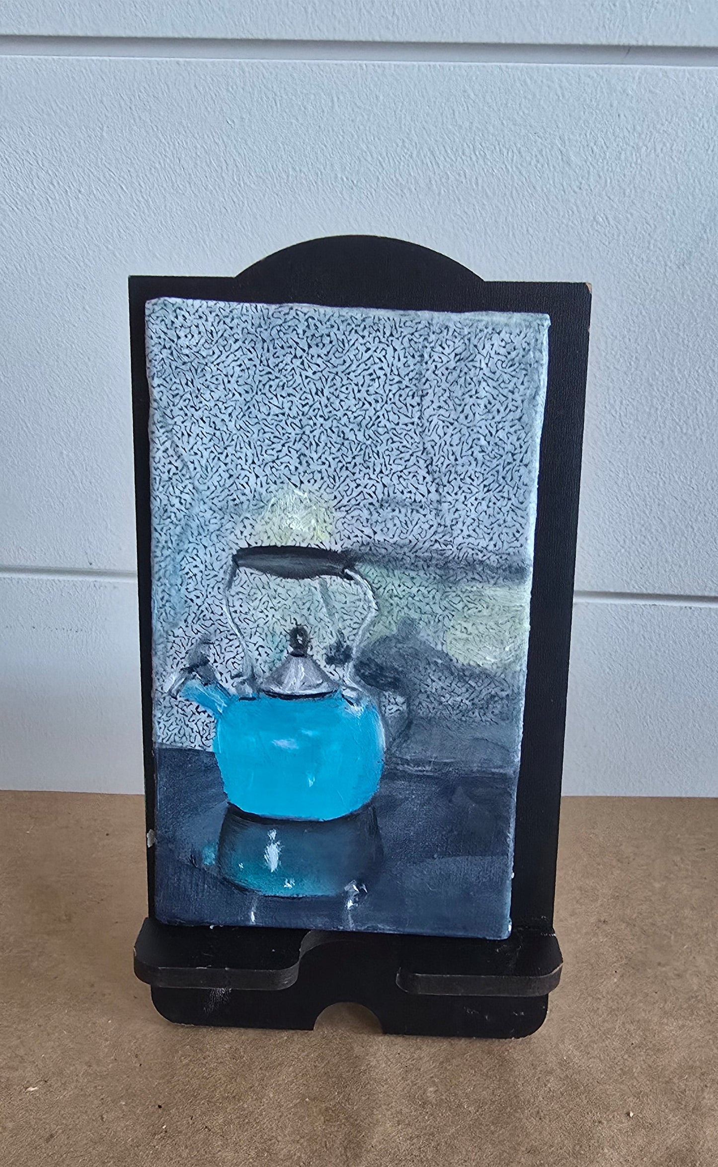 Title: Kettle | 3x5" Linen Panel | Mixed Media Painting