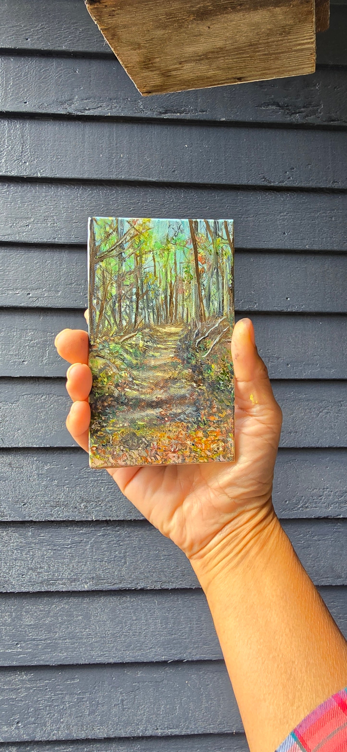 Title: Hiking Path | 3x5" Linen Panel | Oil Painting