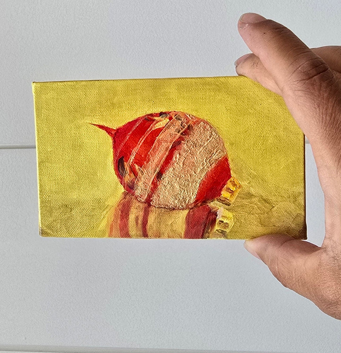 Title: Ornament Awaits | 3x5" Linen Panel | Oil Painting