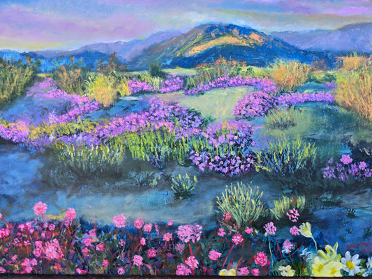 Title: Flora and Peaks | 18x24" | Oil on Canvas 1.5" Depth