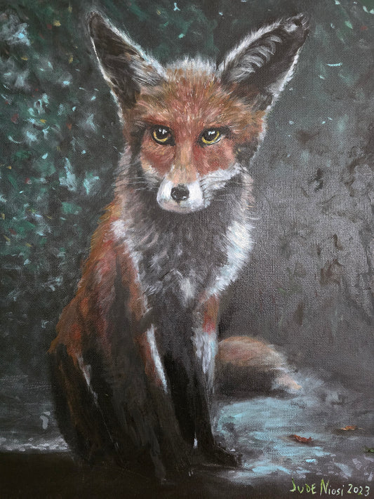 Title: Foxy Squatter | 16x20" | Oil Painting | Canvas 1.5" Depth