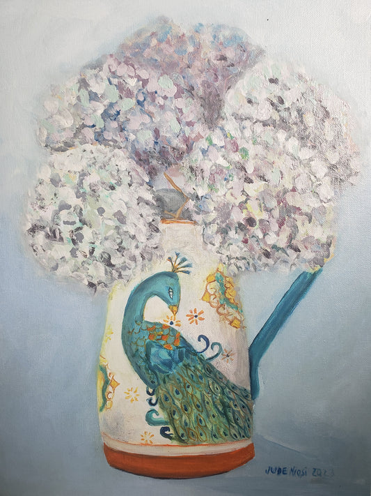 Oil Painting on Board of a Hydrangea