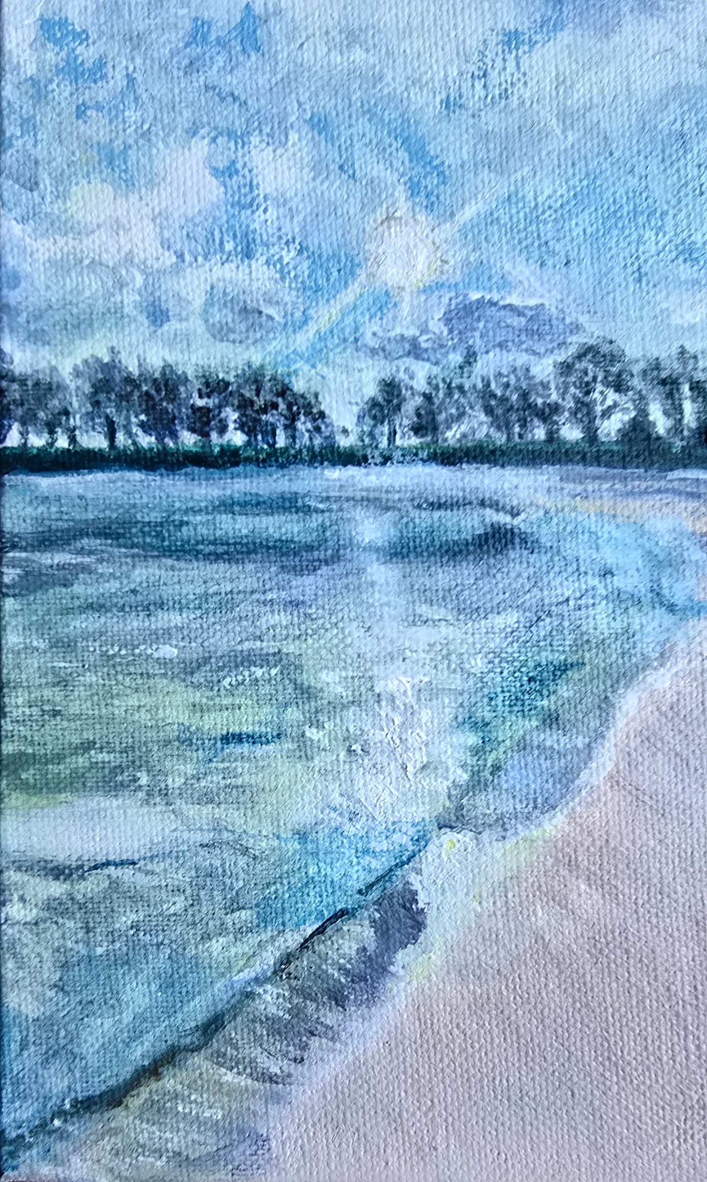 Title:Hole in the Wall Beach | 3x5" Linen Panel | Oil Painting