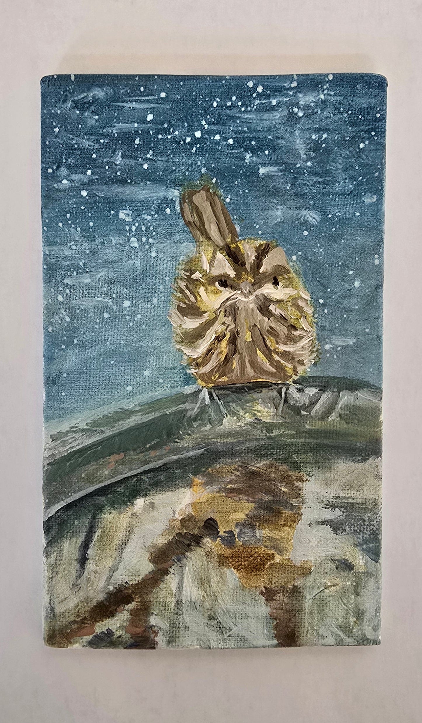Title: Song Sparrow | 3x5" Linen Panel | Oil Painting