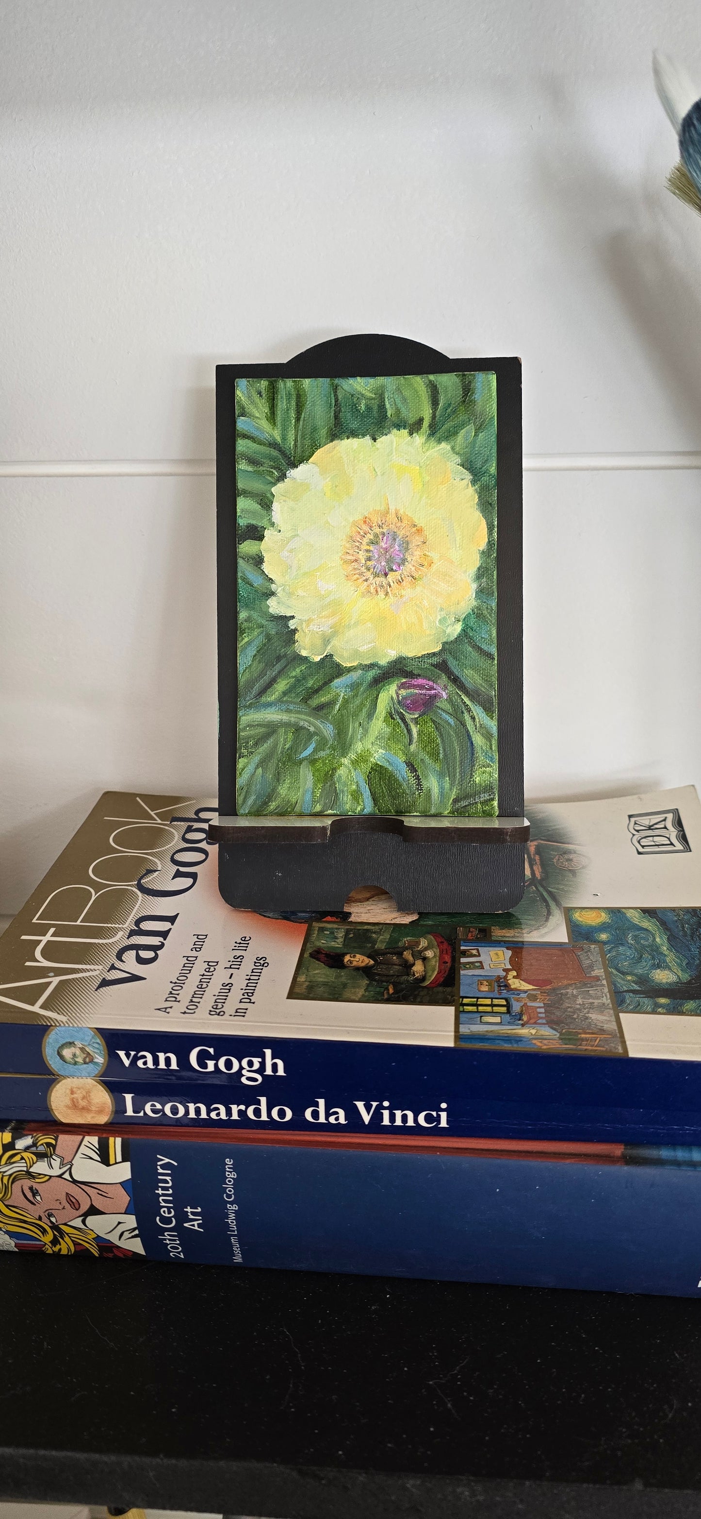 Title: Yellow  Peony Beauty | 3x5" Linen Panel | Oil Painting