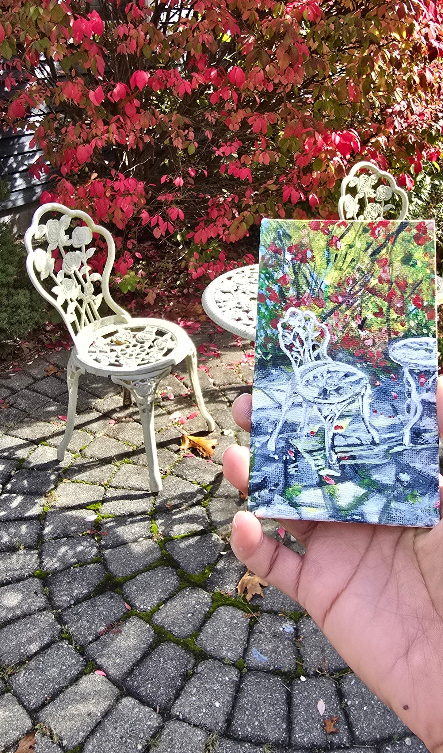 Title: Iron Bistro | 3x5" Linen Panel | Oil Painting