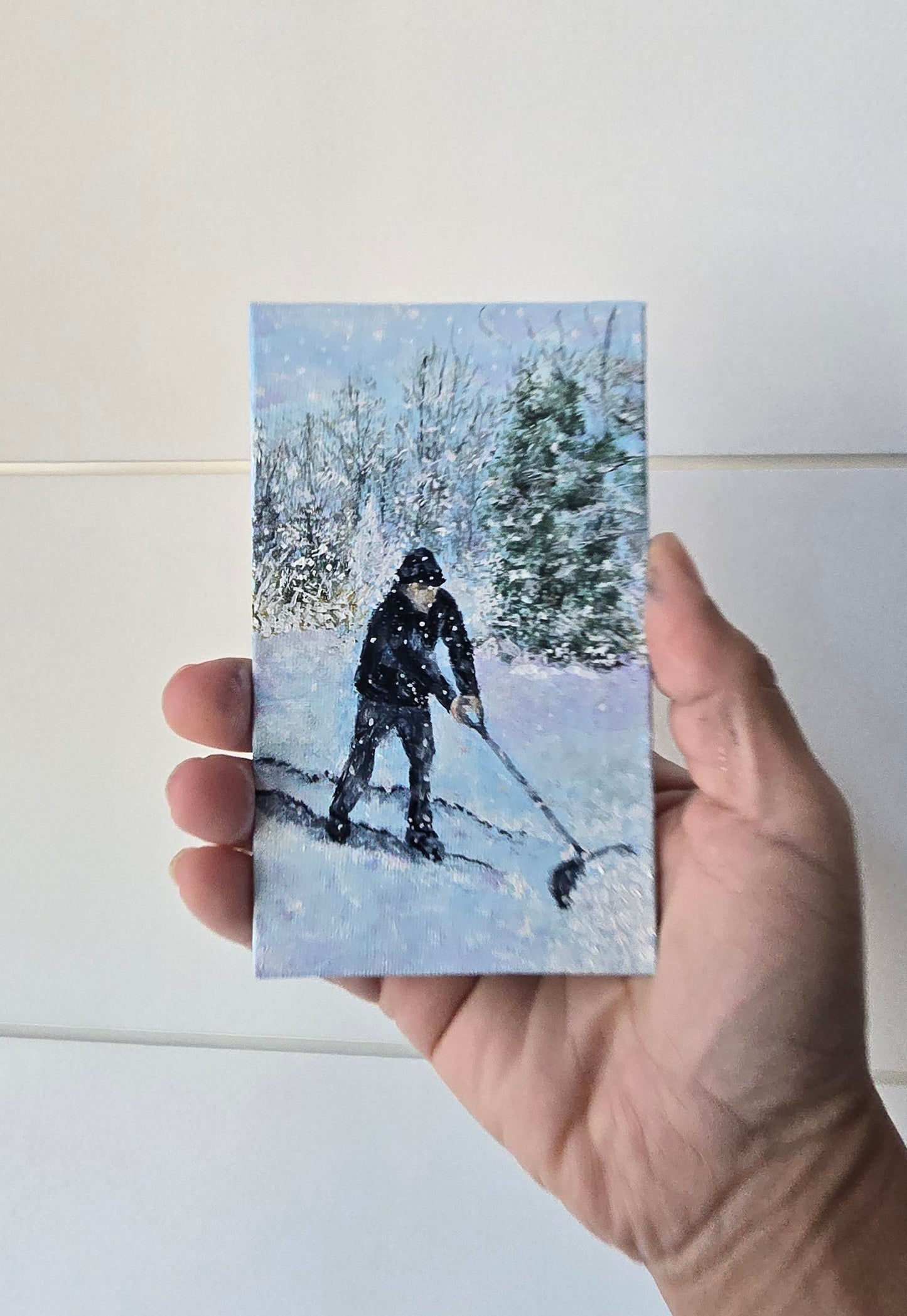 Title: Human Scale of Winter | 3x5" Linen Panel | Oil Painting