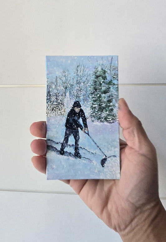 Title: Human Scale of Winter | 3x5" Linen Panel | Oil Painting