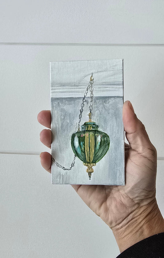 Title: Mid-Century Swag | 3x5" Linen Panel | Oil Painting