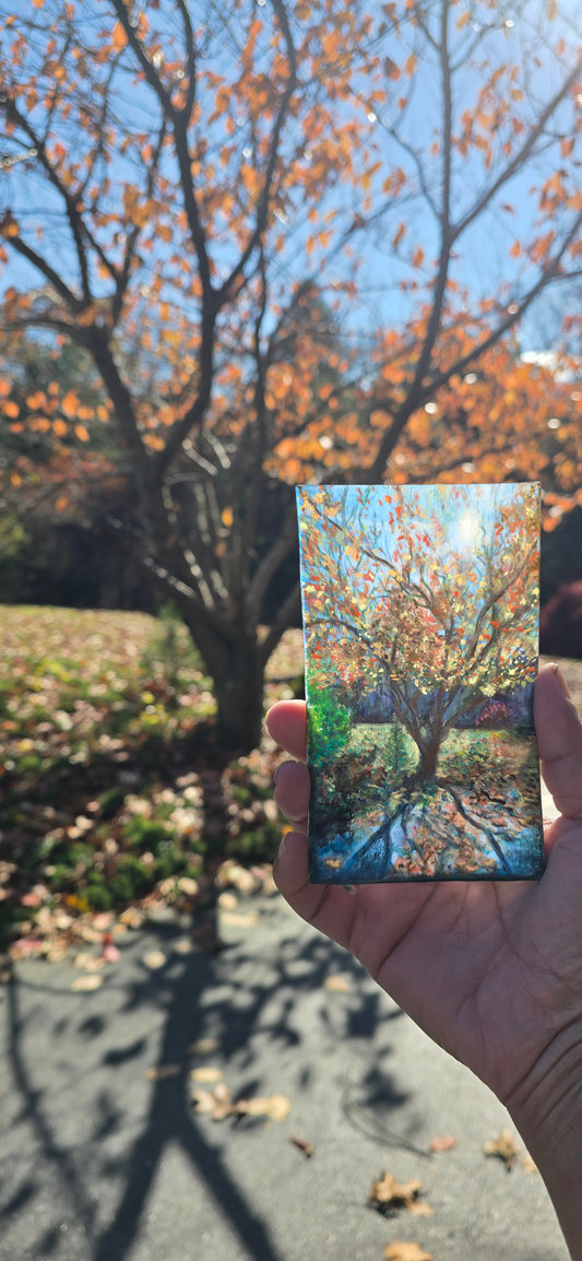 Title: Tree Shadows | 3x5" Linen Panel | Oil Painting