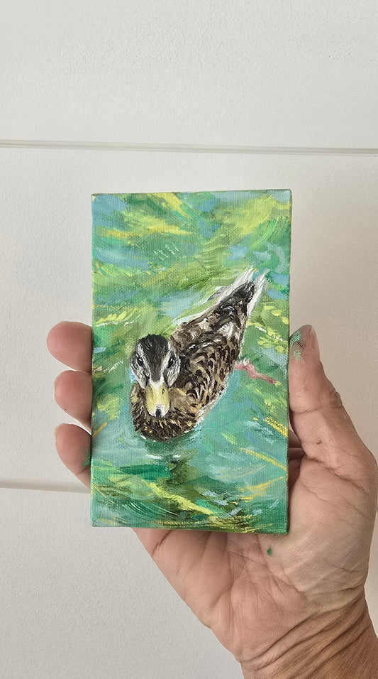 Title: Just Ducky | 3x5" Linen Panel | Oil Painting
