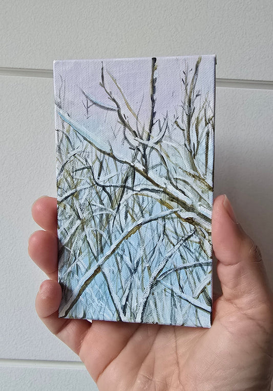 Title: Tracing Resilience | 3x5" Linen Panel | Oil Painting