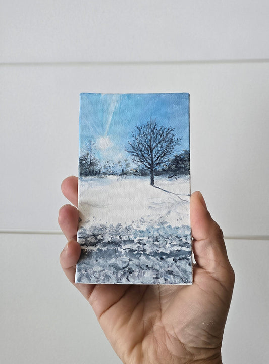 Title:  Broken Snow | 3x5" Linen Panel | Oil Painting