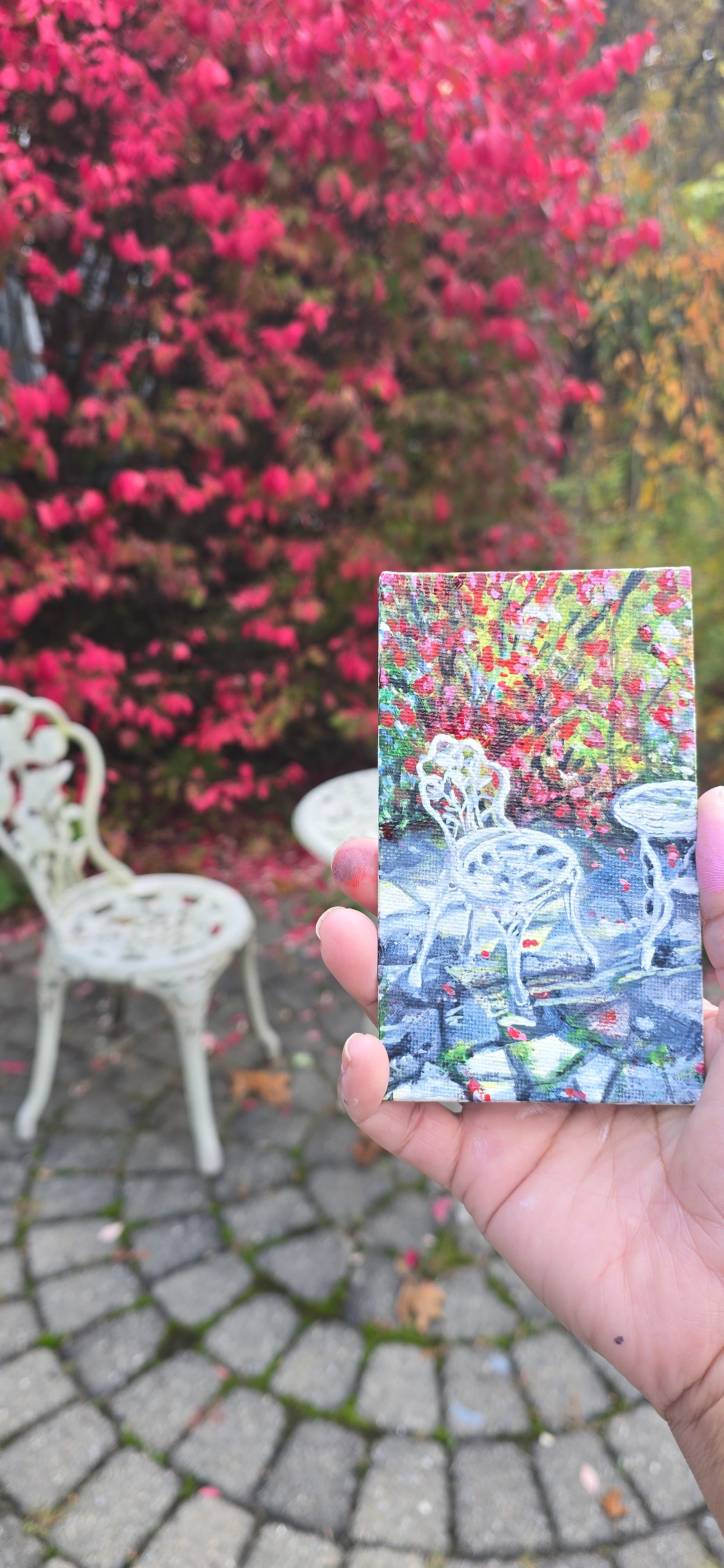 Title: Iron Bistro | 3x5" Linen Panel | Oil Painting