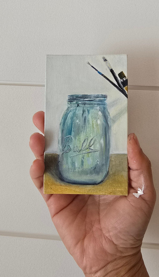 Title:  A Painters Jar | 3x5" Linen Panel | Oil Painting