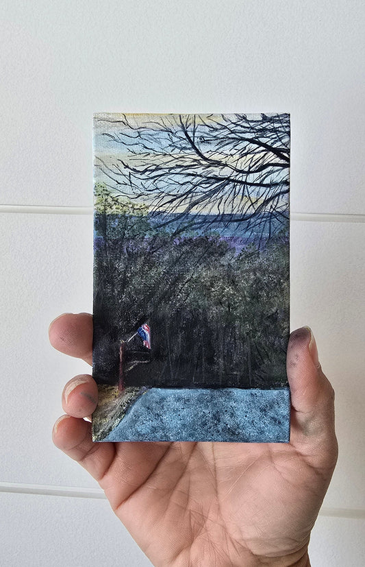 Title: Roadside Moment | 3x5" Linen Panel | Oil Painting