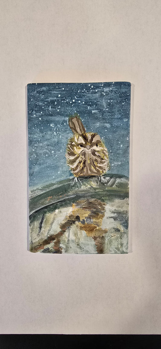 Title: Song Sparrow | 3x5" Linen Panel | Oil Painting
