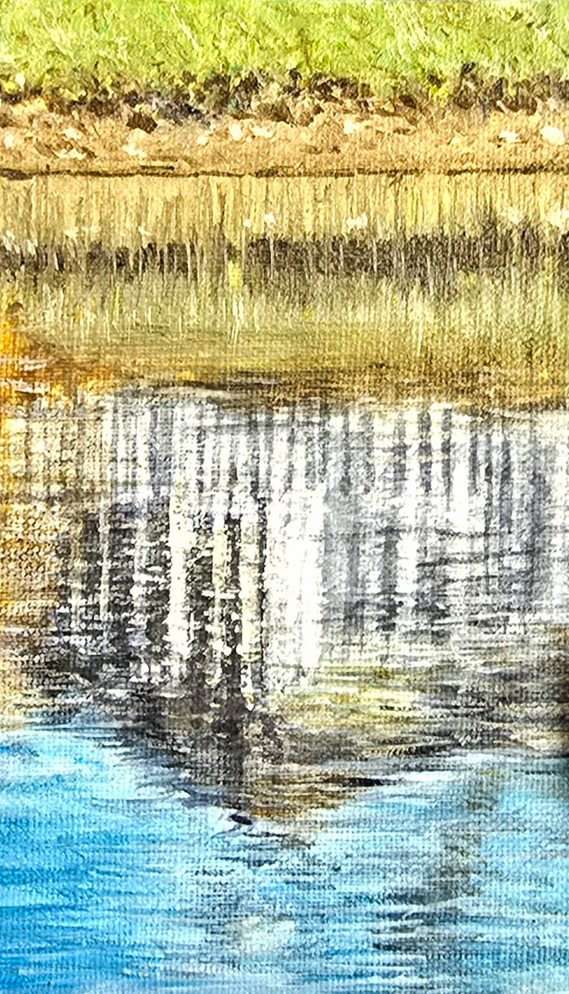 Title: Soft Vertical Ripples | 3x5" Linen Panel | Oil Painting