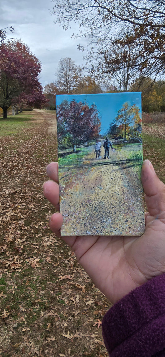 Title: Autumn Path | 3x5" Linen Panel | Oil Painting