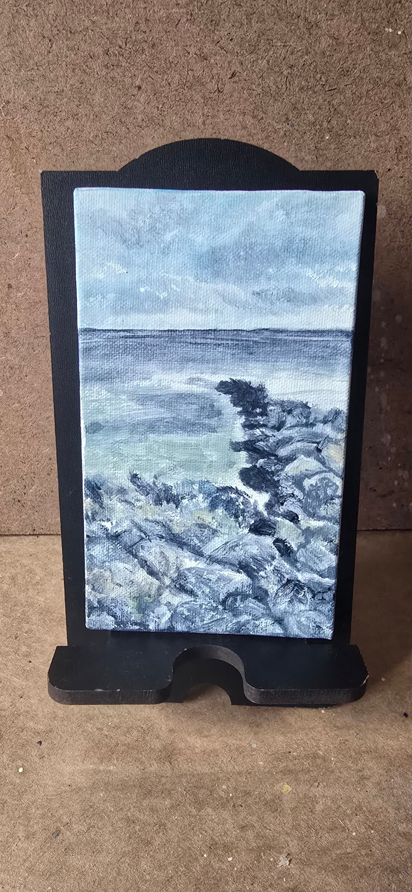 Title: Rocky Shoreline | 3x5" Linen Panel | Oil Painting
