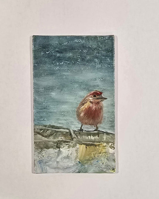Title: Red Joy | 3x5" Linen Panel | Oil Painting