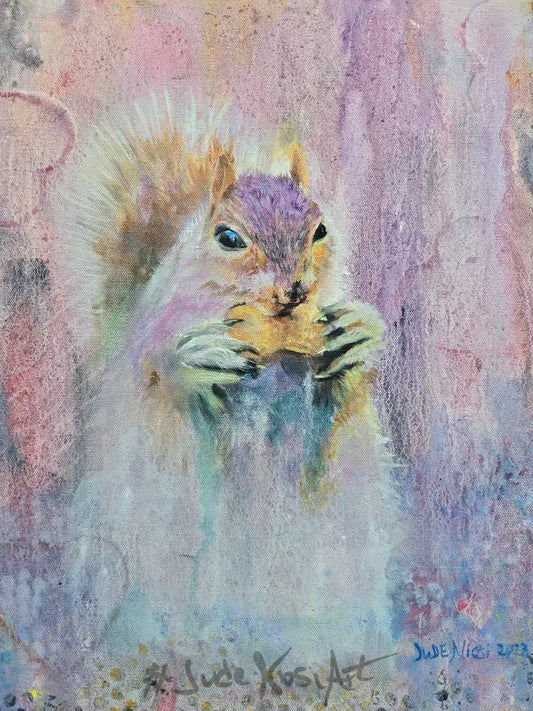 Title: Squirrel Delight| 16X20’ | Oil Painting Canvas 1.5’ Depth Art